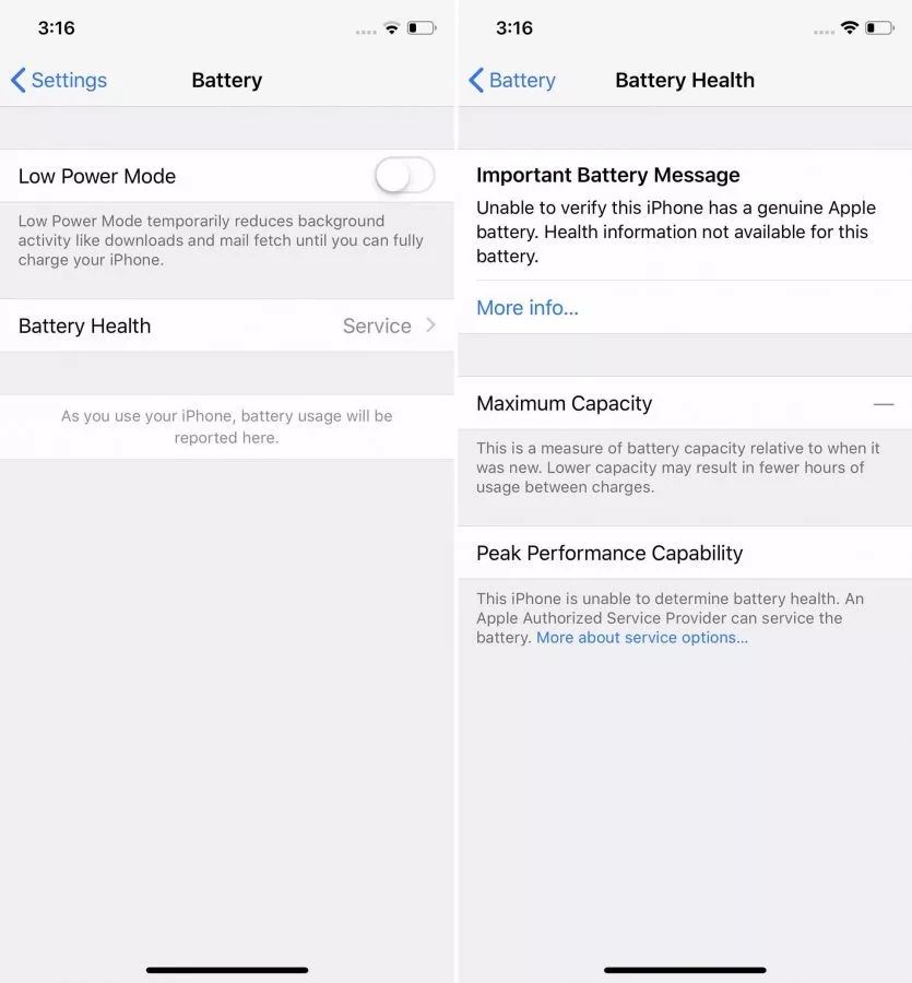 苹果封锁 iPhone 第三方电池，自行更换不显示健康度