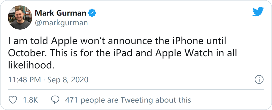 苹果发布会将于 9 月 16 日凌晨 1 点召开，可能没有 iPhone 12