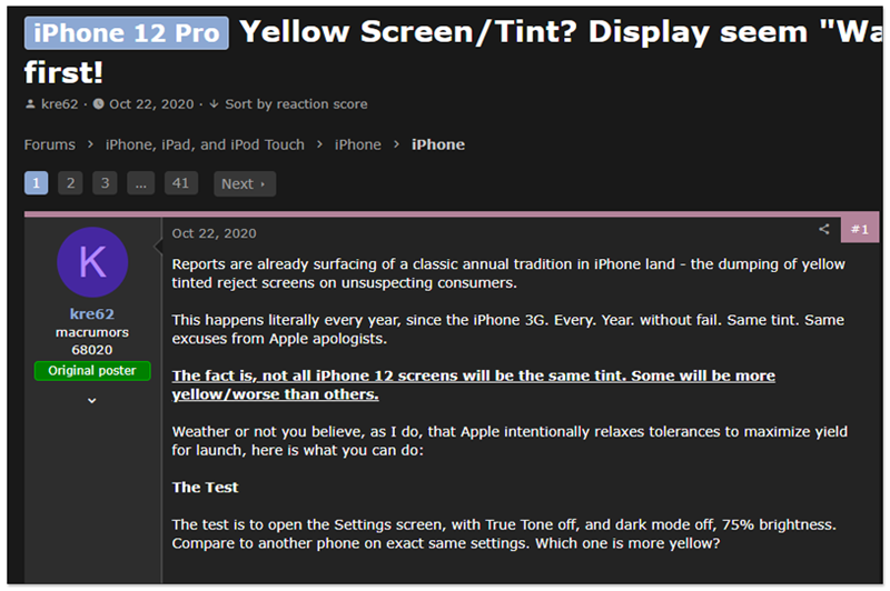 你买的 iPhone 12、iPhone 12 Pro 屏幕黄不黄？