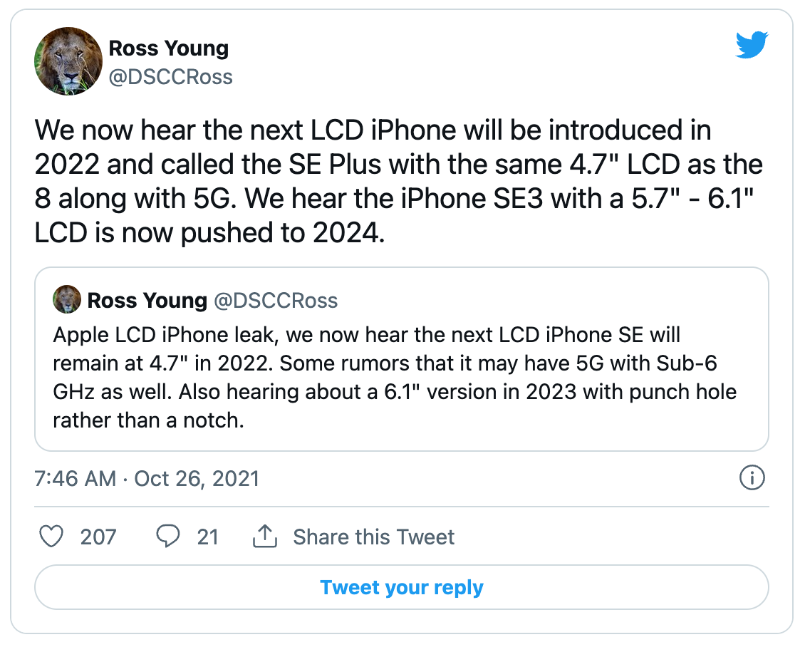 传言称苹果明年将发布 iPhone SE Plus，但屏幕没变大